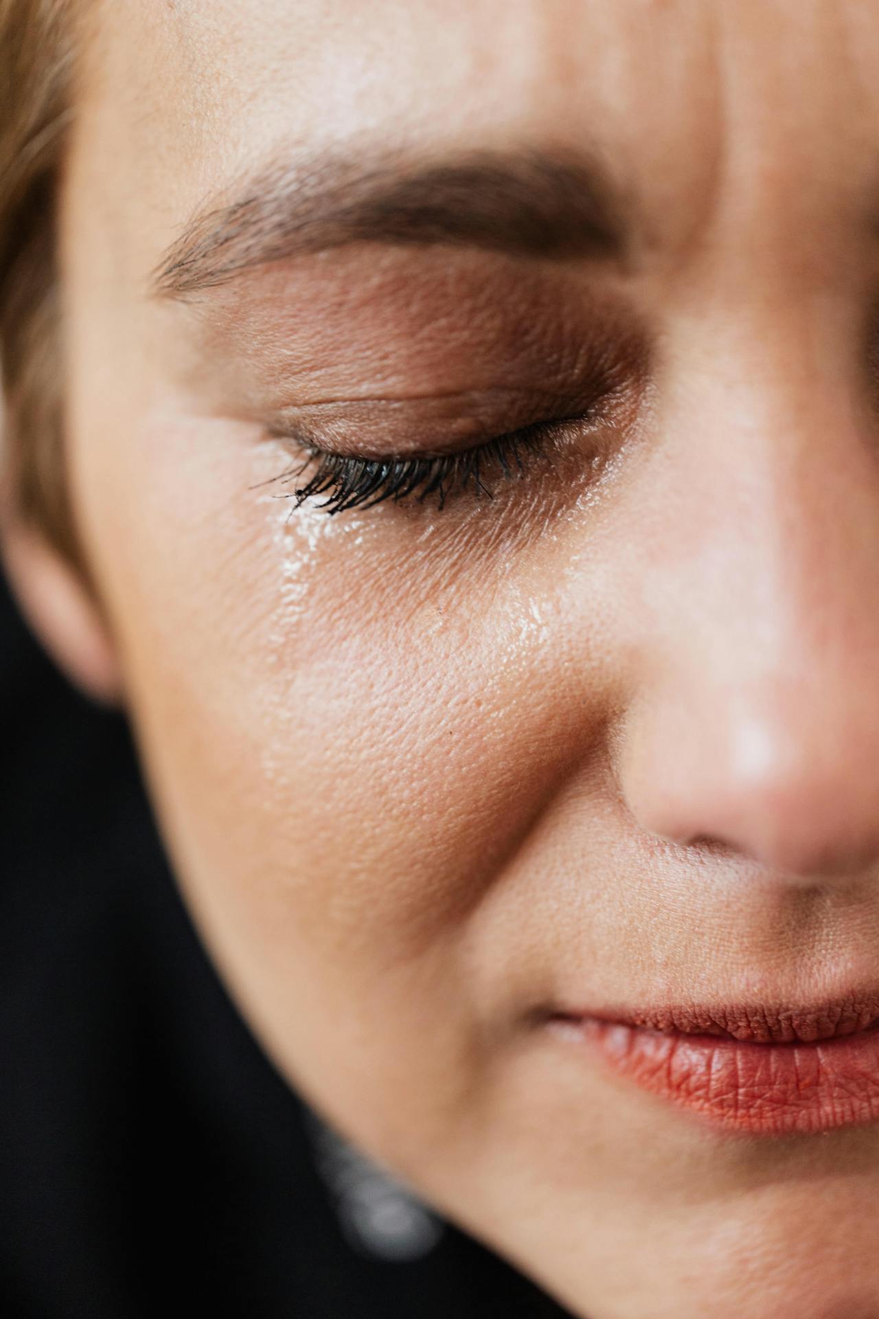 Close-up of woman crying